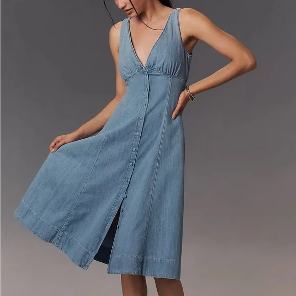 Reformation Sebastien Denim Midi Dress - Picture 1 of 6